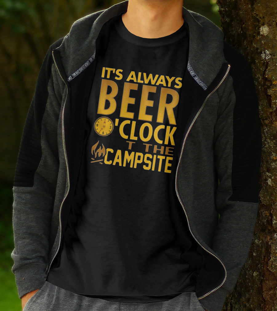 It's Always Beer O'Clock At The Campsite Campfire Clock T-Shirt