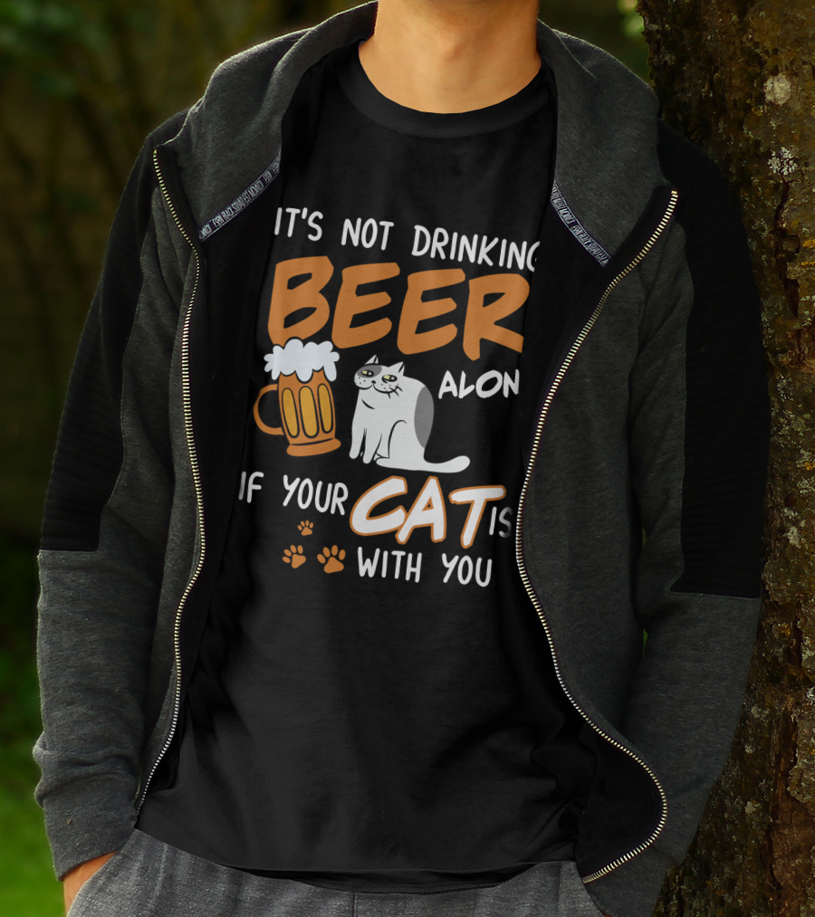 Drinking Beer With Your Cat Mug And Paw Prints T-Shirt