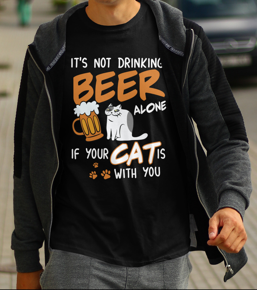 Drinking Beer With Your Cat Mug And Paw Prints T-Shirt