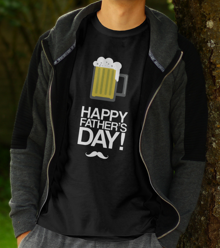 Happy Father's Day Glass Of Beer With Mustache T-Shirt