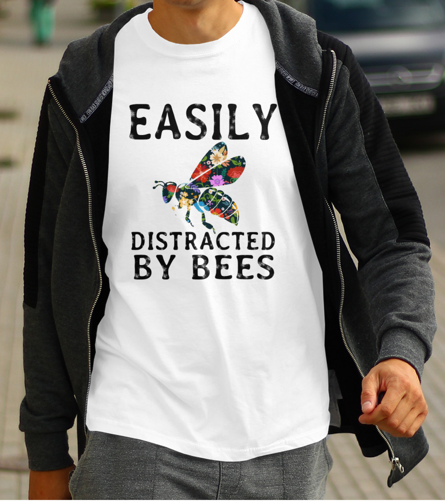 Easily Distracted By Bees Floral T-Shirt