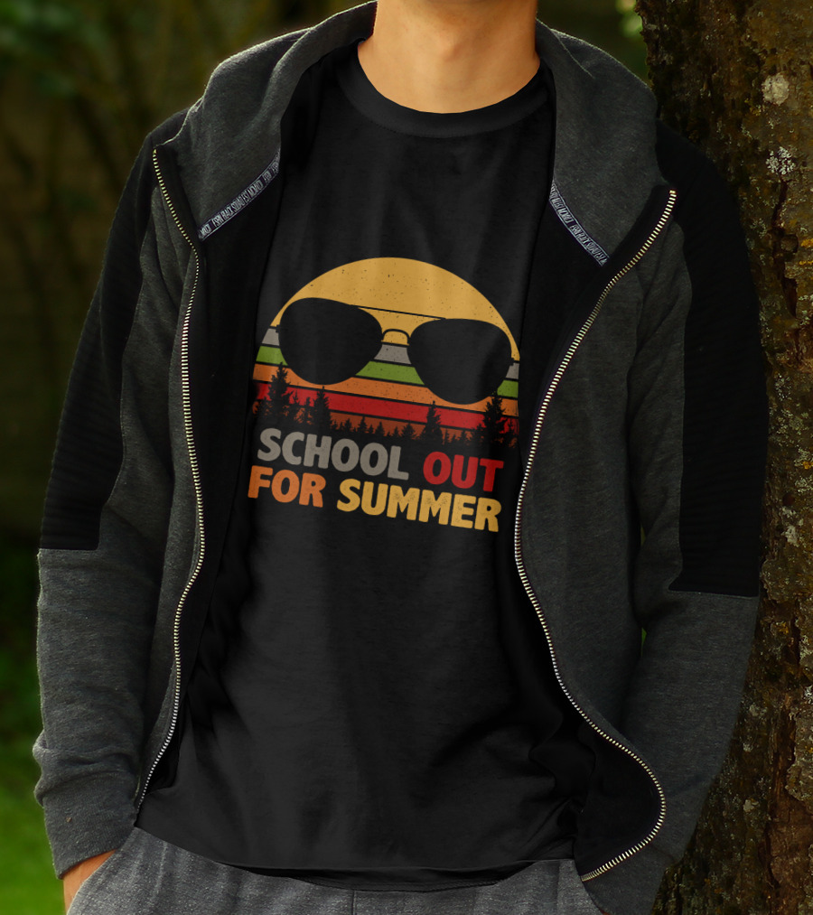 School Out For Summer Retro Sunglasses With Sunset T-Shirt