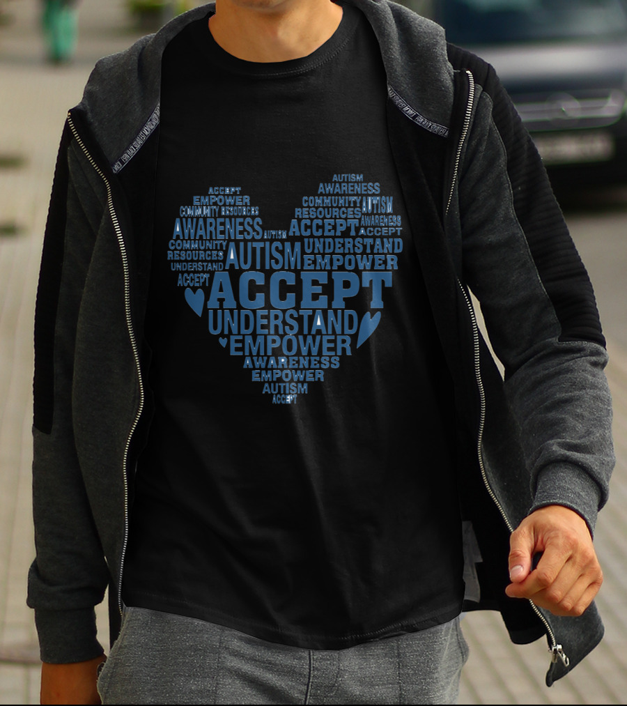 Accept Understand Empower Autism Awareness Month Heart T-Shirt