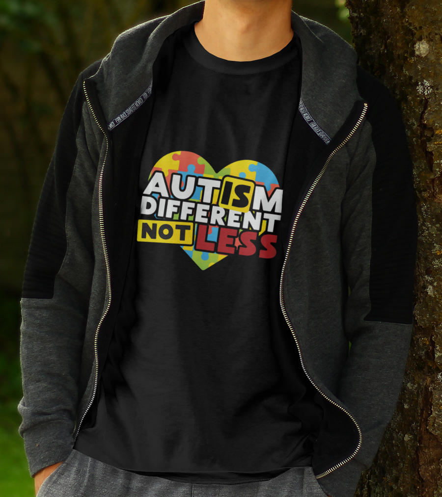 Autism Different Not Less Heart Puzzle T-Shirt