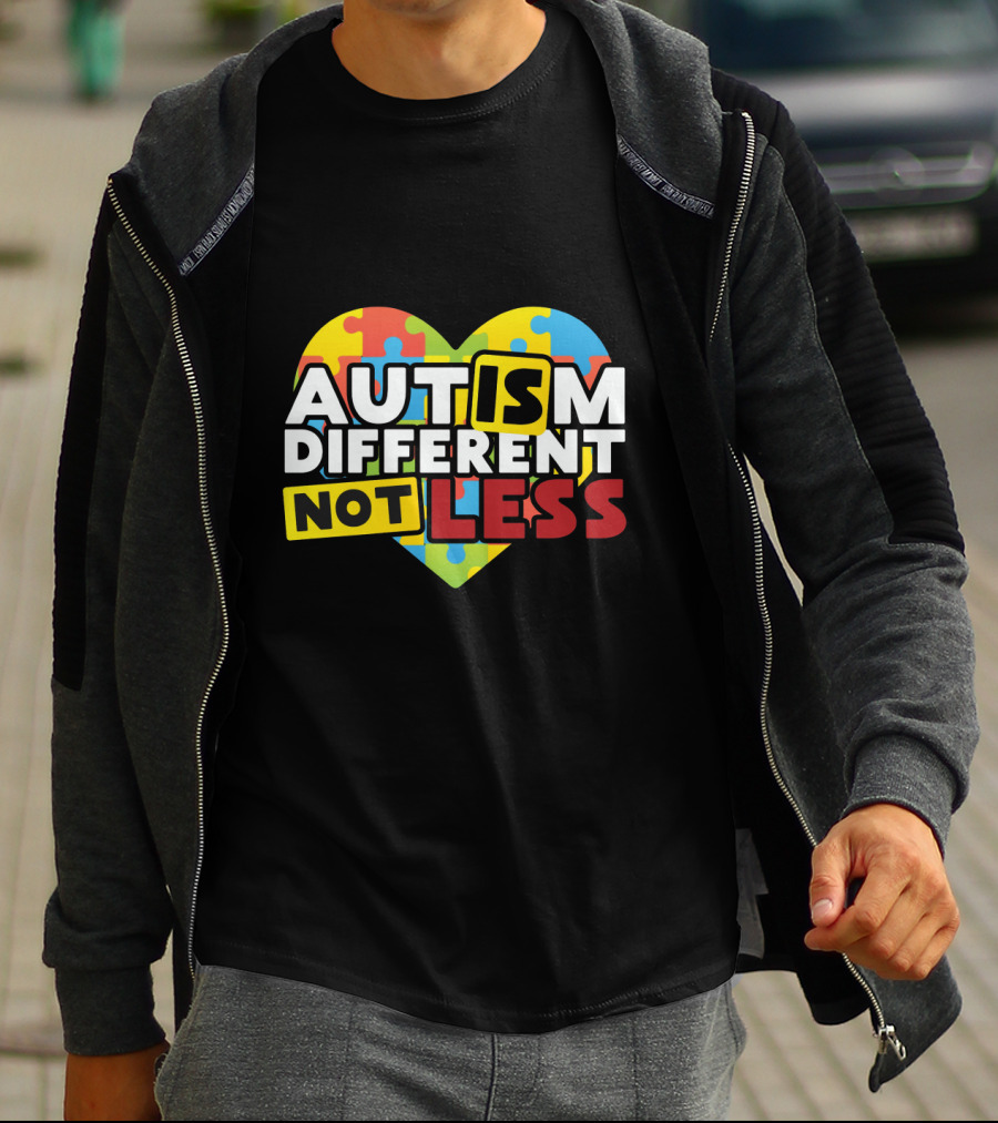Autism Different Not Less Heart Puzzle T-Shirt