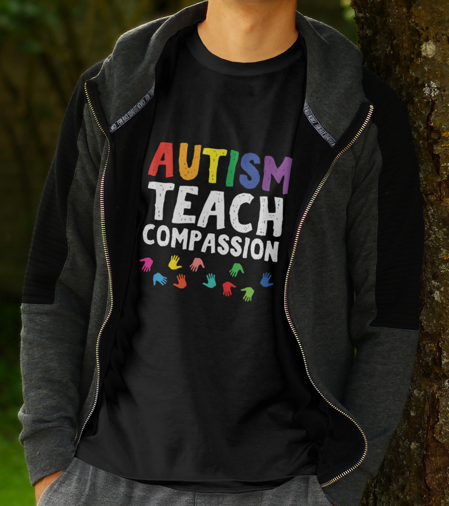 Autism Teach Compassion Colorful Hands T-Shirt