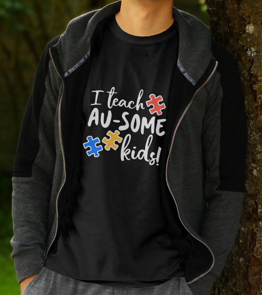 I Teach Au-Some Kids Autism Awareness Puzzle Pieces T-Shirt