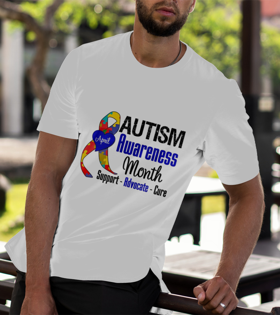Autism Awareness Month April Support Advocate Cure Puzzle T-Shirt