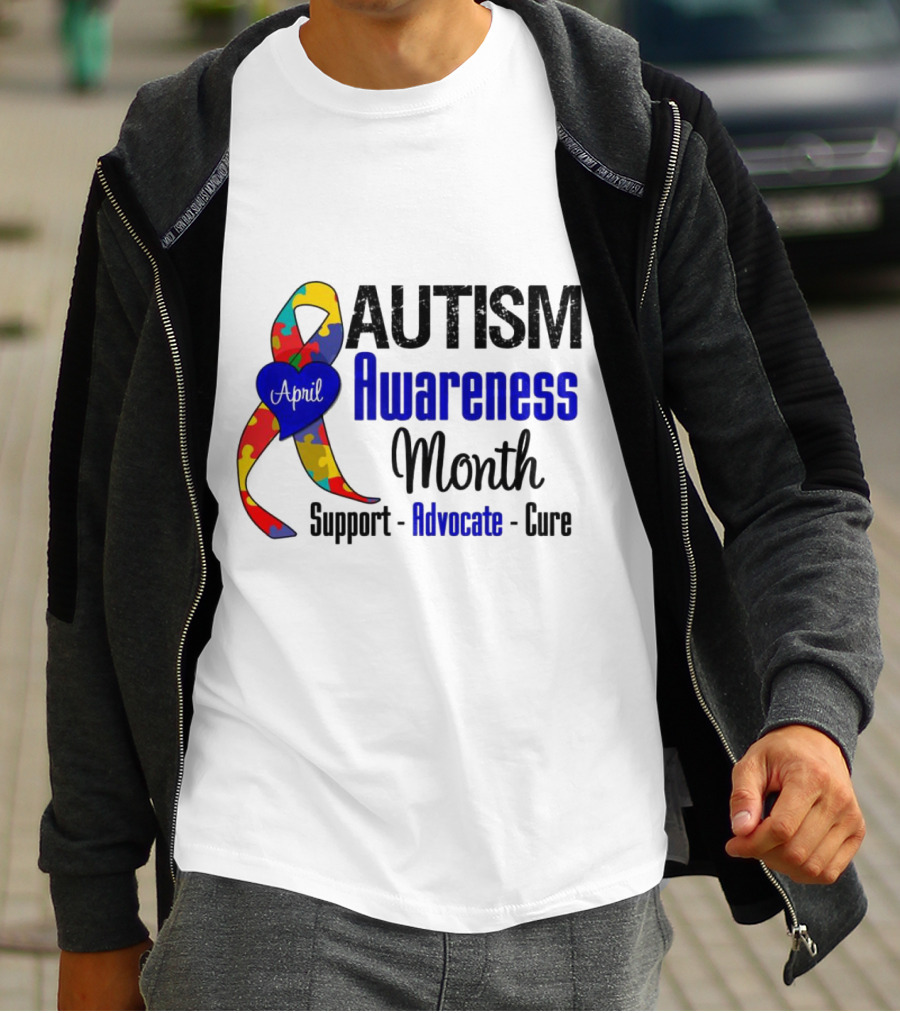 Autism Awareness Month April Support Advocate Cure Puzzle T-Shirt
