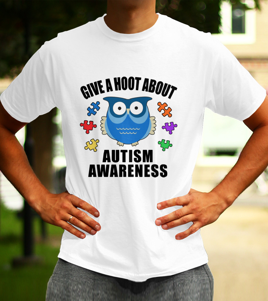 Give A Hoot About Autism Awareness With Owl And Colorful Puzzle Pieces T-Shirt