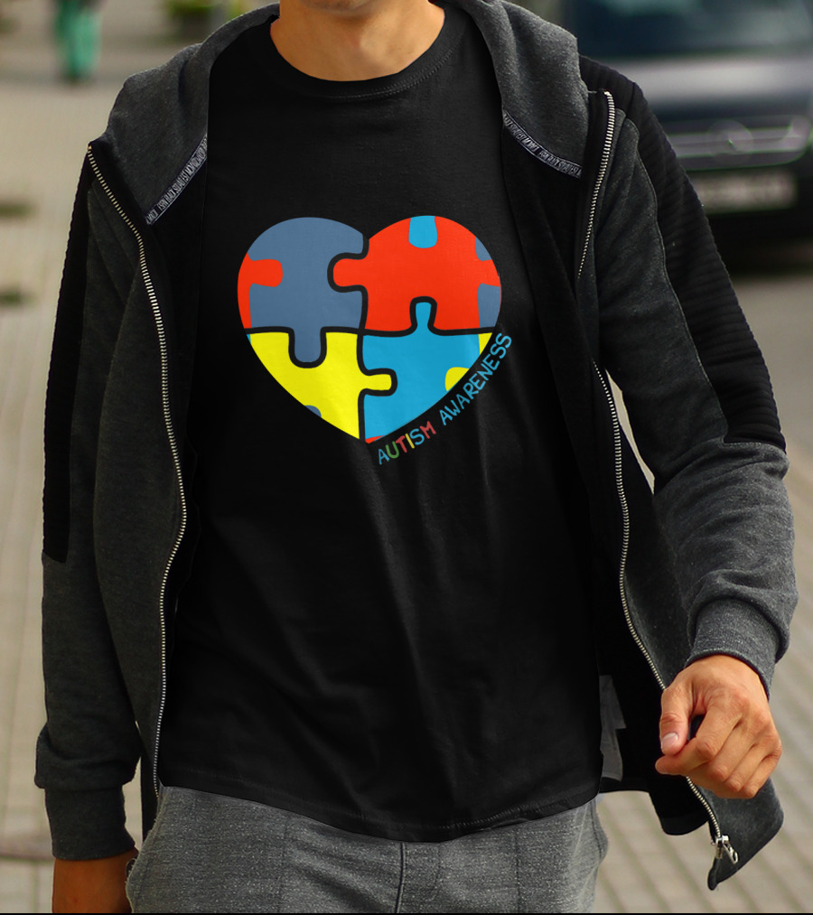 Autism Awareness Love Heart Puzzle Piece T-Shirt