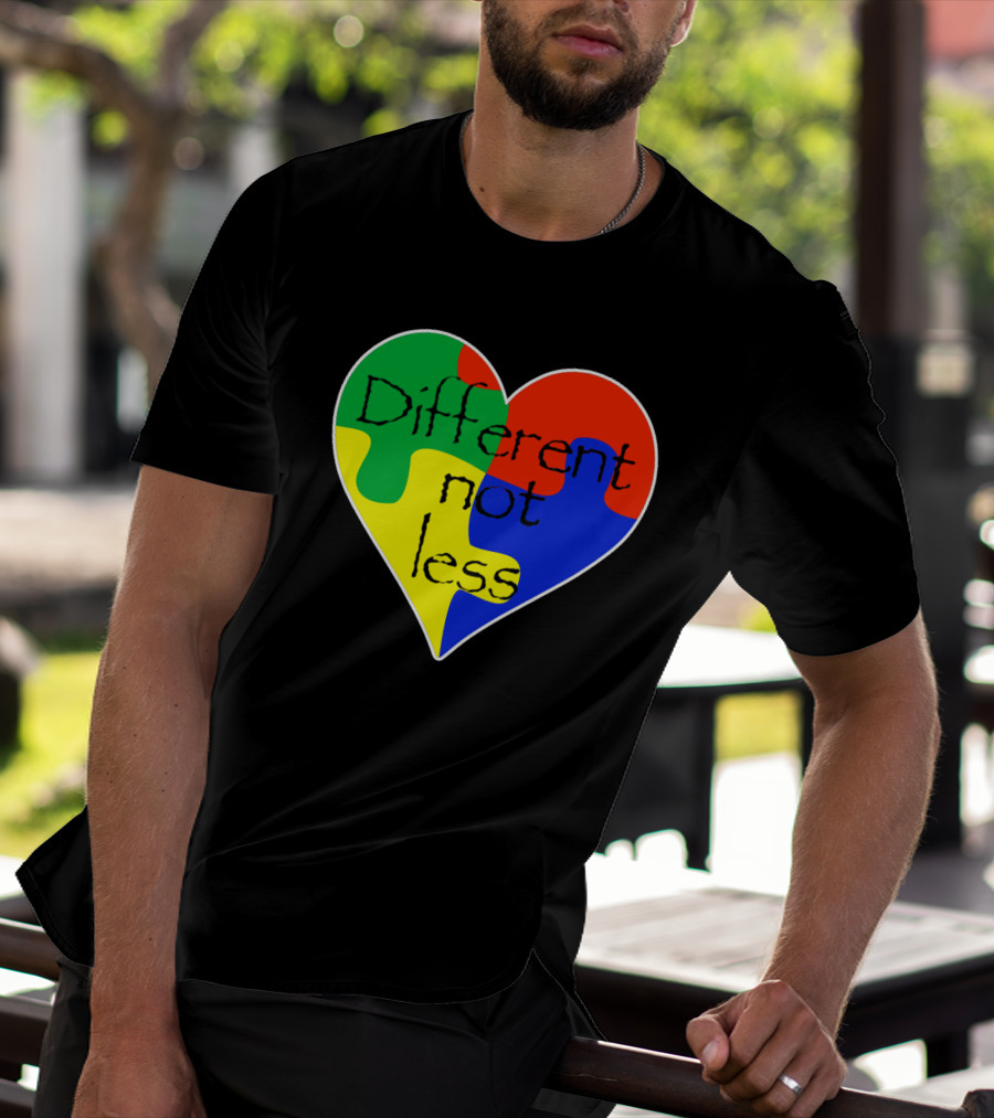 Different Not Less Heart Puzzle Autism Awareness T-Shirt