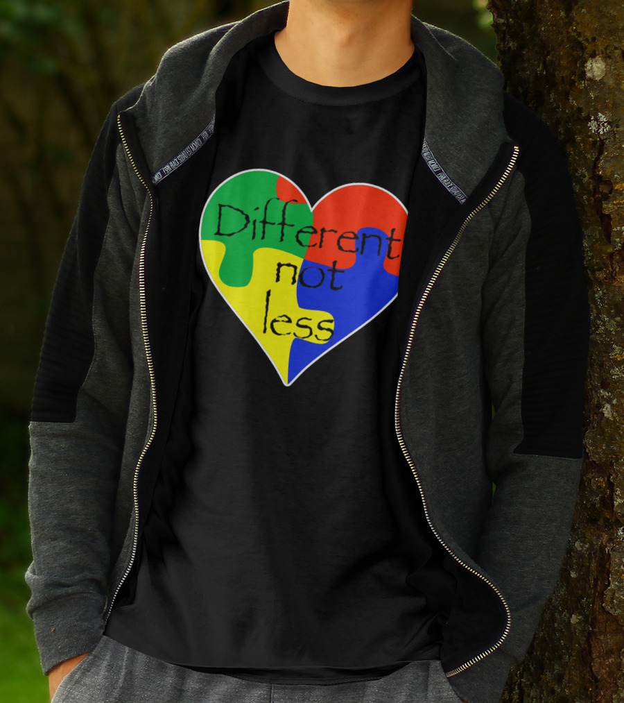 Different Not Less Heart Puzzle Autism Awareness T-Shirt