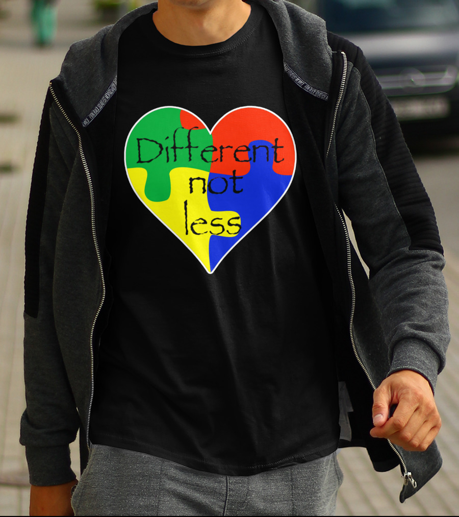 Different Not Less Heart Puzzle Autism Awareness T-Shirt