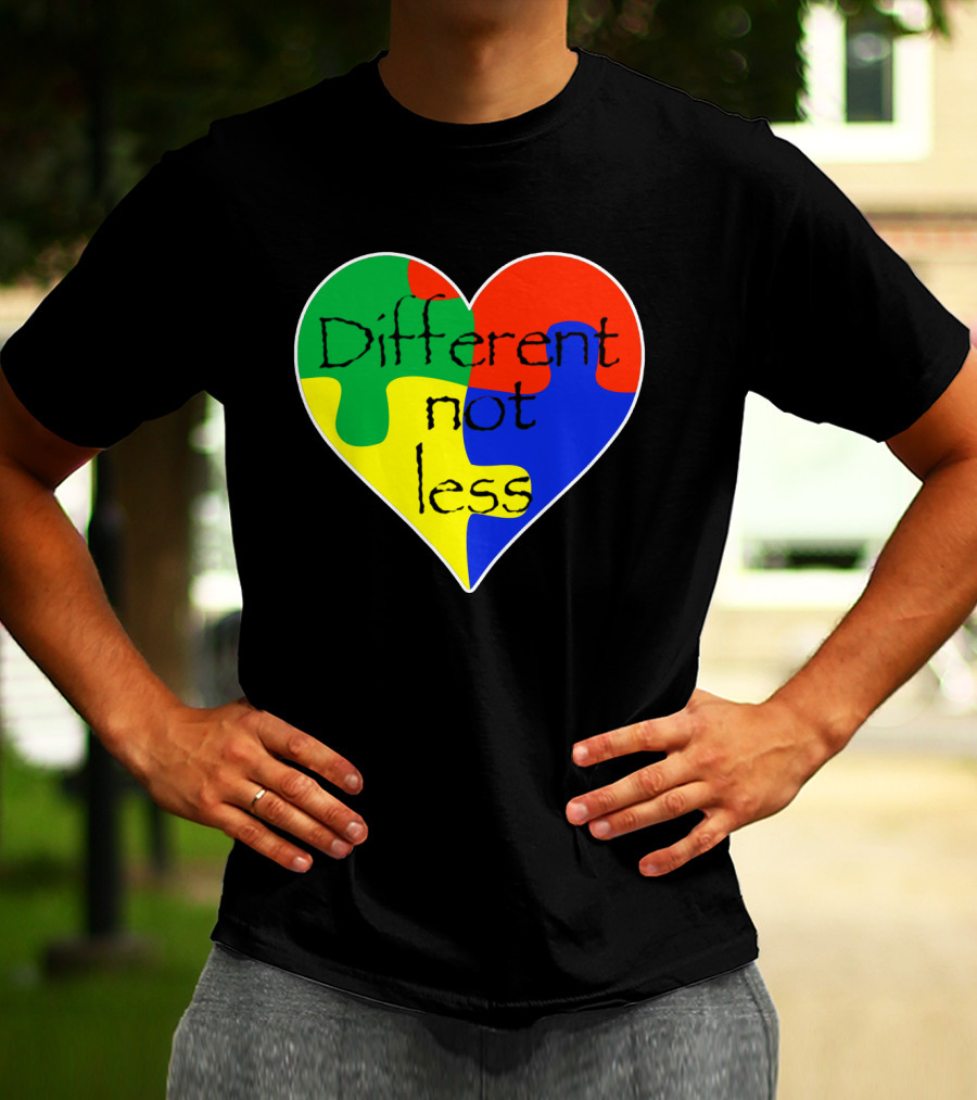 Different Not Less Heart Puzzle Autism Awareness T-Shirt