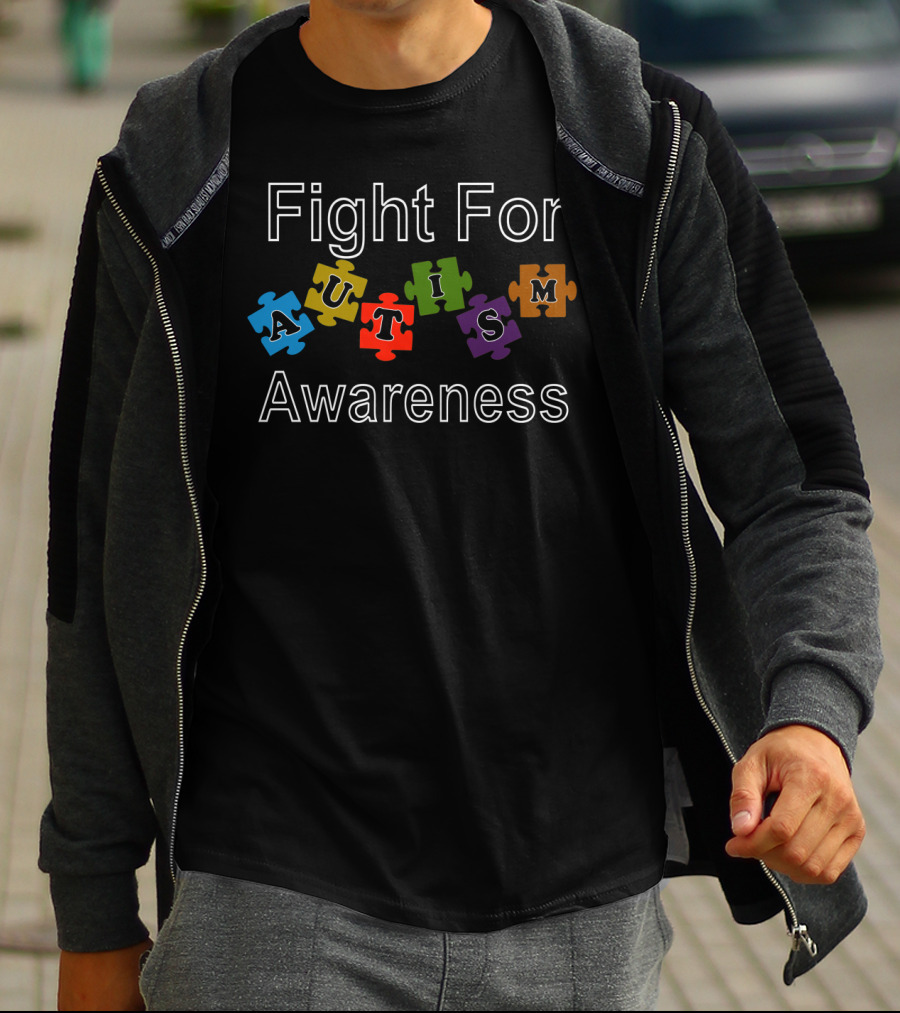 Fight For Autism Awareness Puzzle Pieces T-Shirt