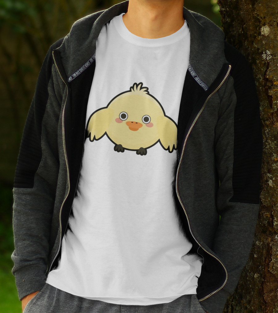 Kawaii Chick Cute Yellow Cartoon Chicken With Big Eyes And Blushy Cheeks T-Shirt