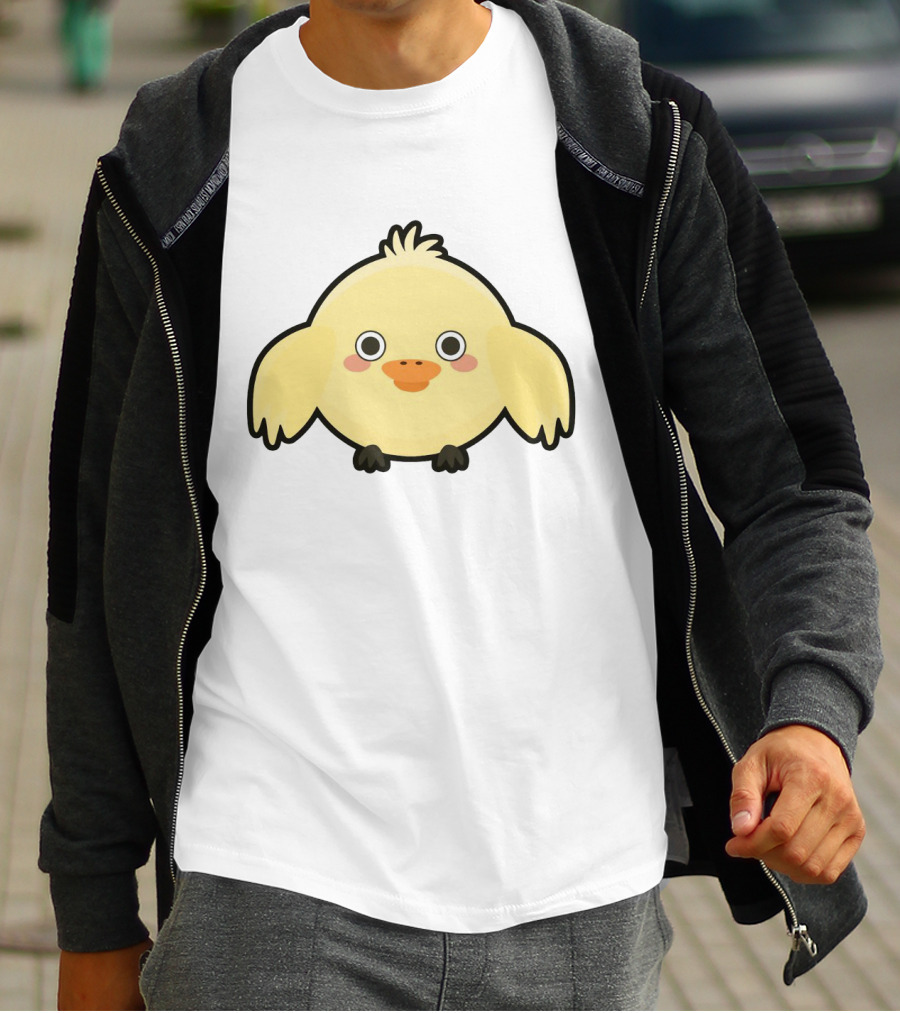 Kawaii Chick Cute Yellow Cartoon Chicken With Big Eyes And Blushy Cheeks T-Shirt