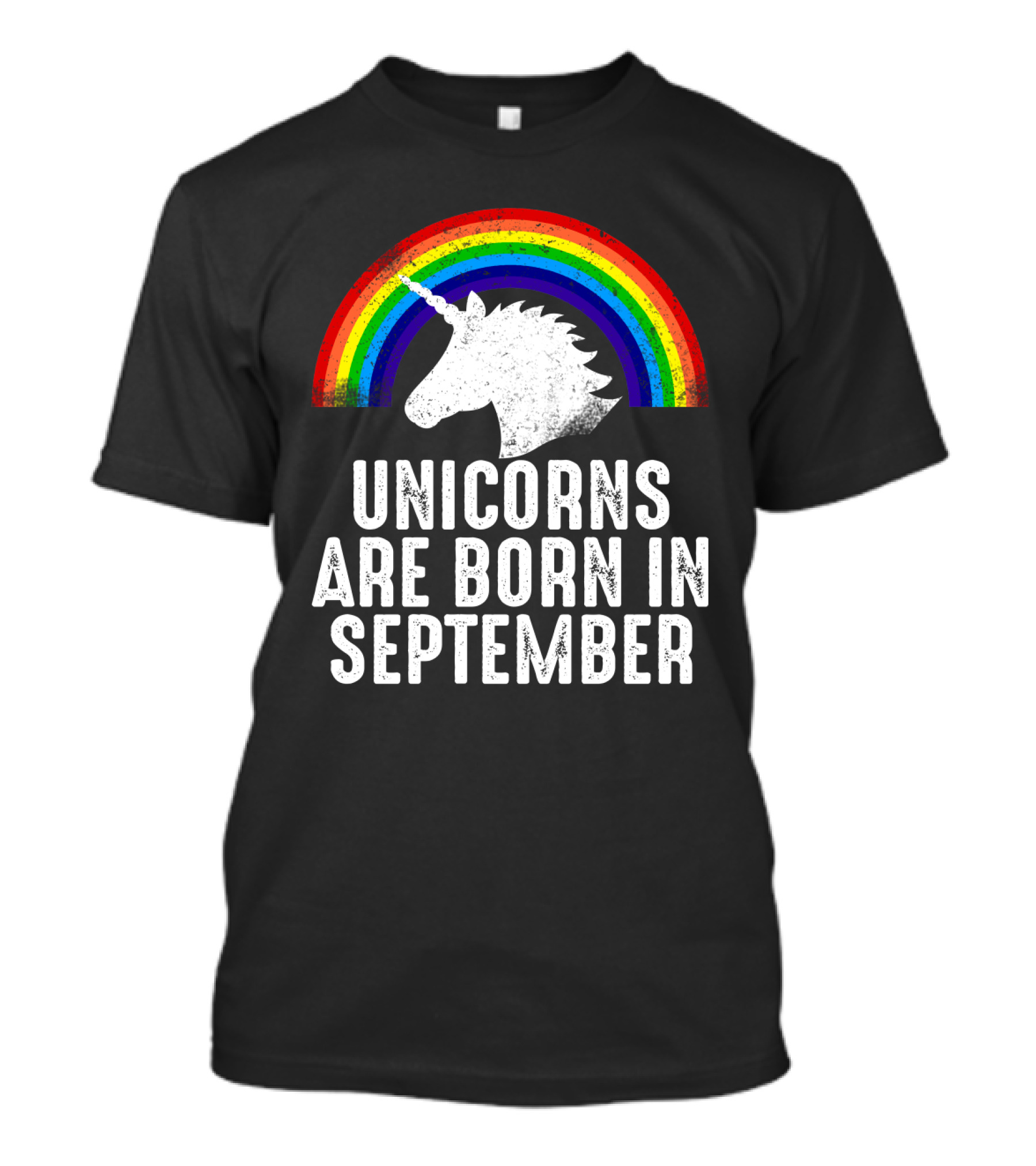 Unicorns Are Born In September Rainbow Unicorn Head T-Shirt