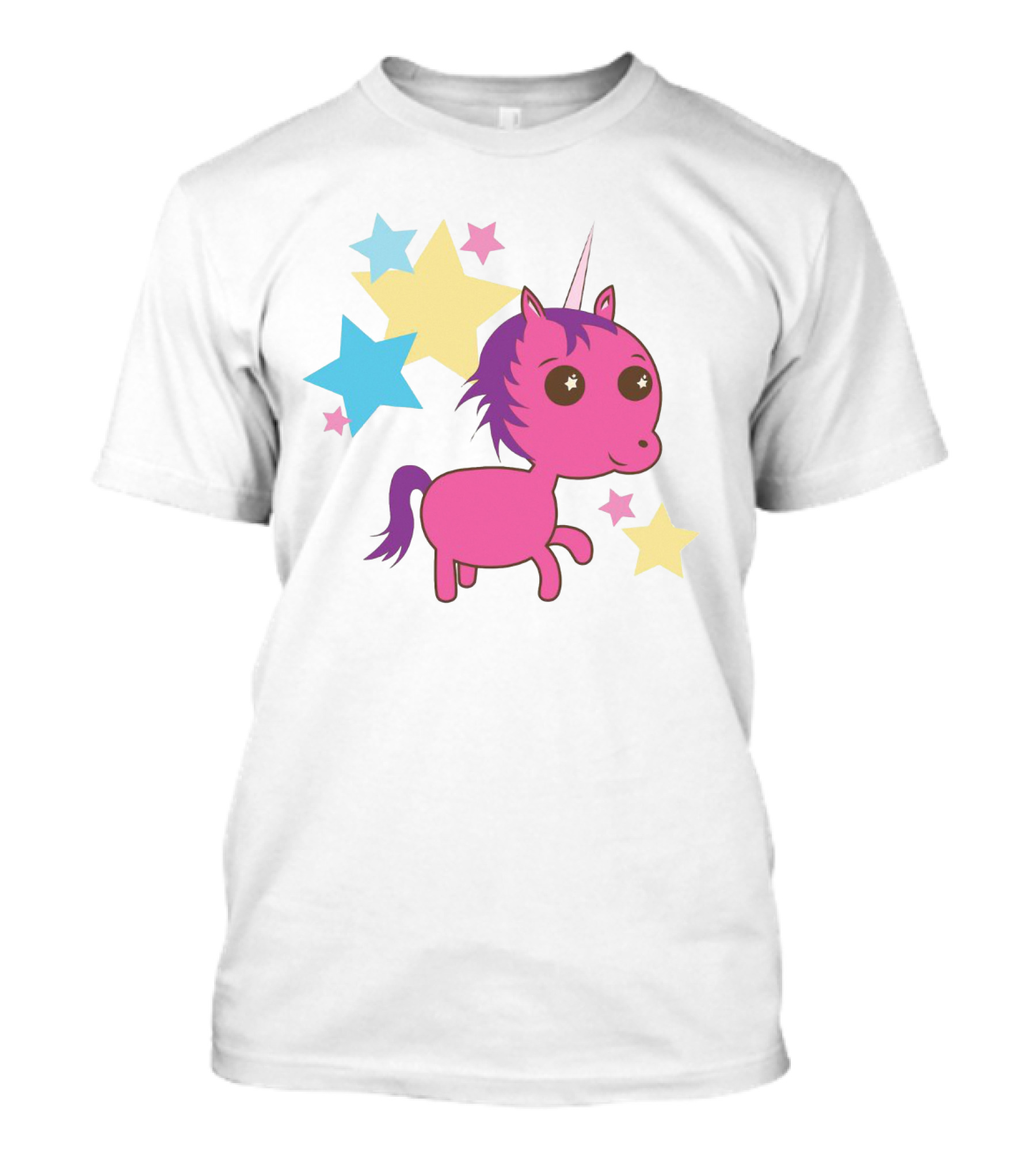 Pink Trippin Sparkles Unicorn With Colorful Stars T-Shirt