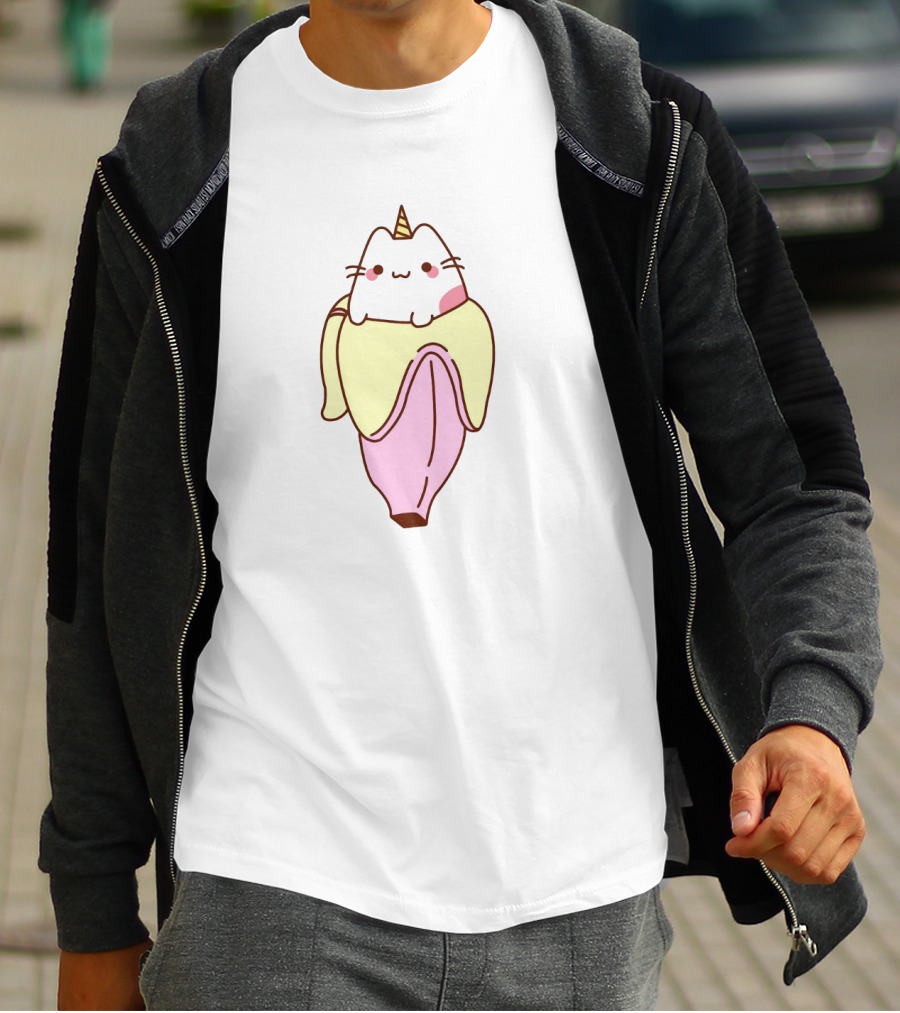 Pinky Banana Caticorn In Unicorn Costume Kawaii T-Shirt