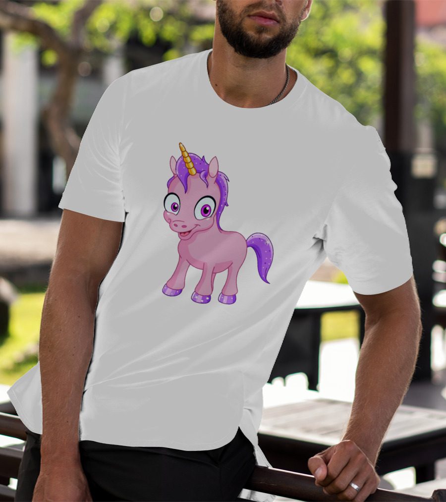 Pink Pony Unicorn With Purple Mane And Sparkling Horn T-Shirt