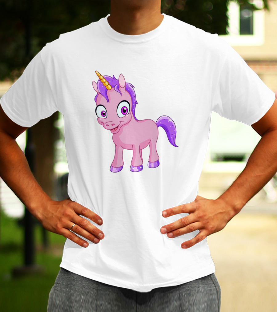 Pink Pony Unicorn With Purple Mane And Sparkling Horn T-Shirt