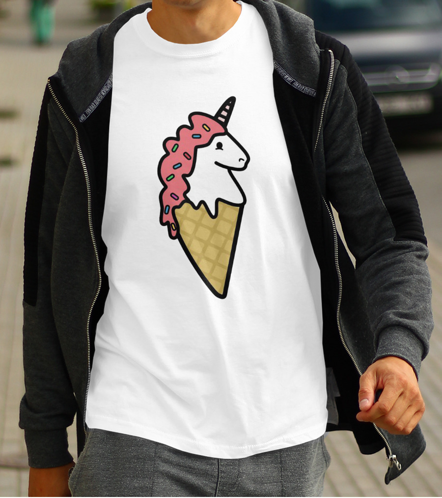 Kawaii Strawberry Unicorn Cone With Sprinkles In Pastel T-Shirt