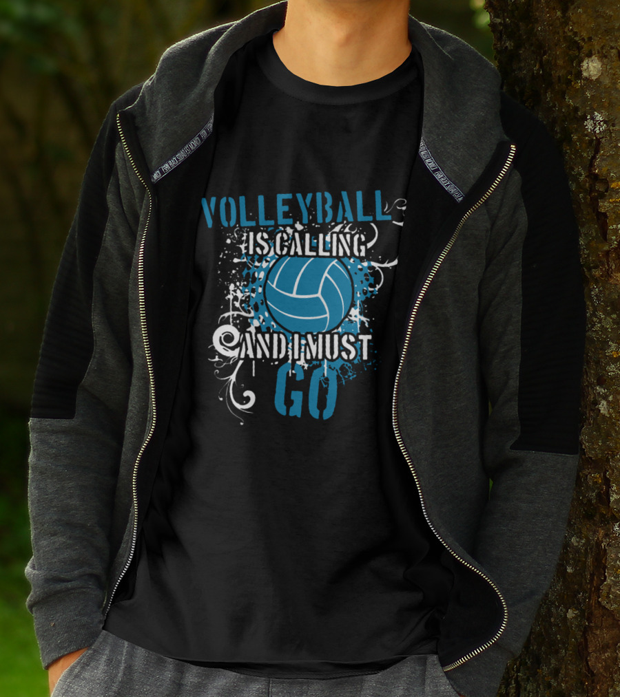 Volleyball Is Calling And I Must Go Blue Splatter T-Shirt