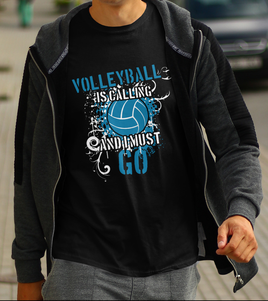 Volleyball Is Calling And I Must Go Blue Splatter T-Shirt