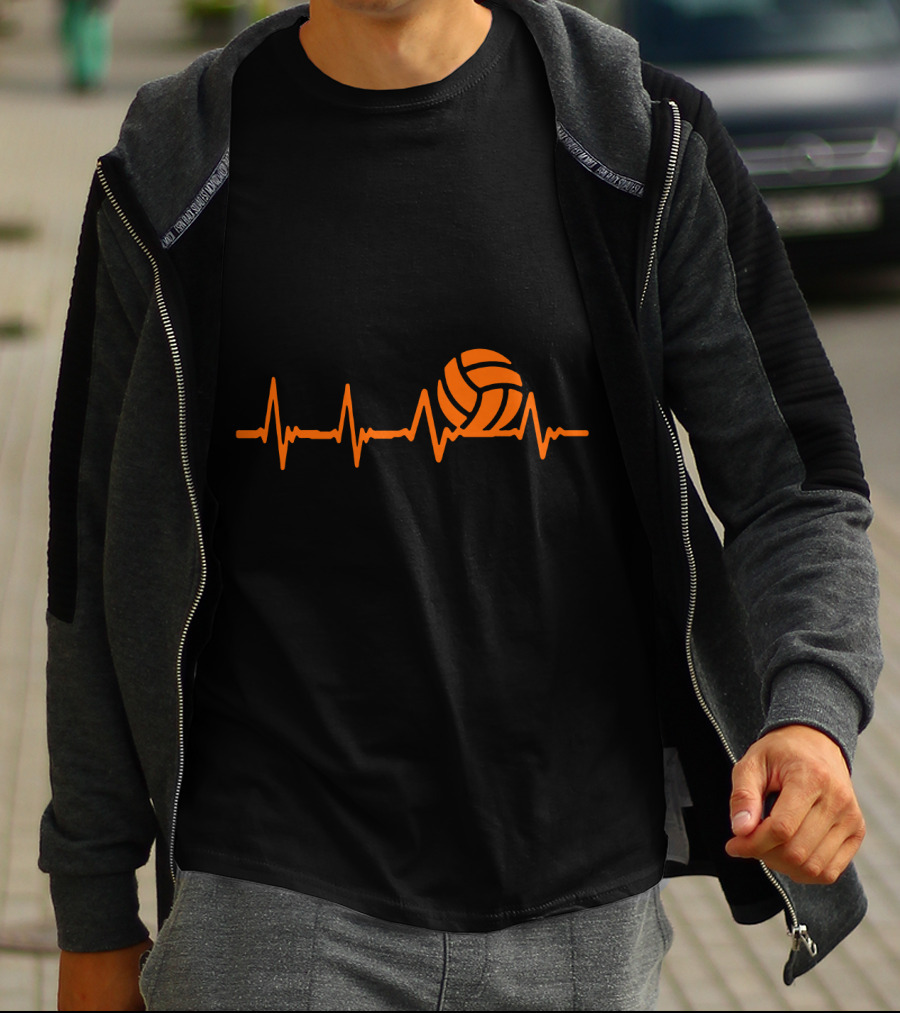 Volleyball Heartbeat With Volleyball Beats Iconic Orange T-Shirt
