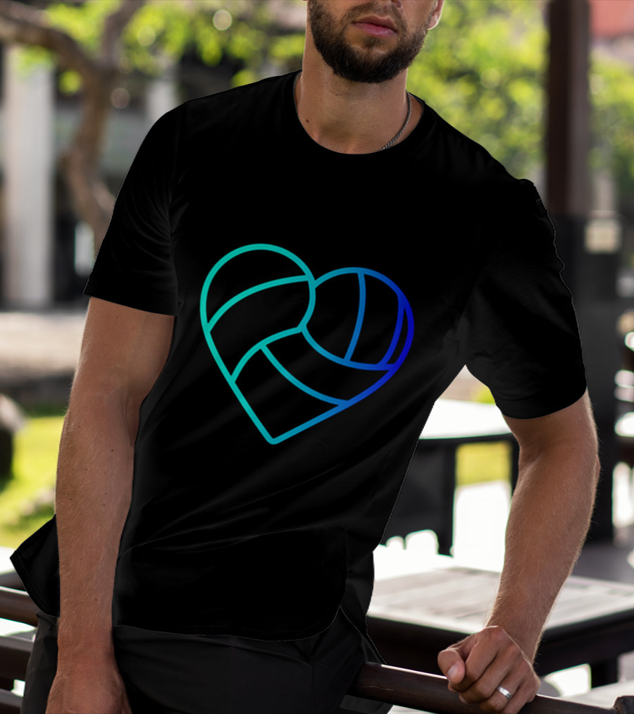 Heart Shaped Volleyball Love Gradient T-Shirt