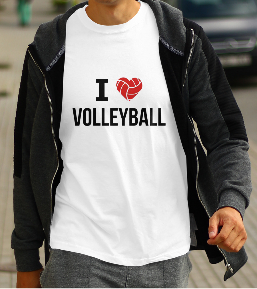 I Heart Volleyball With Red Volleyball Heart T-Shirt