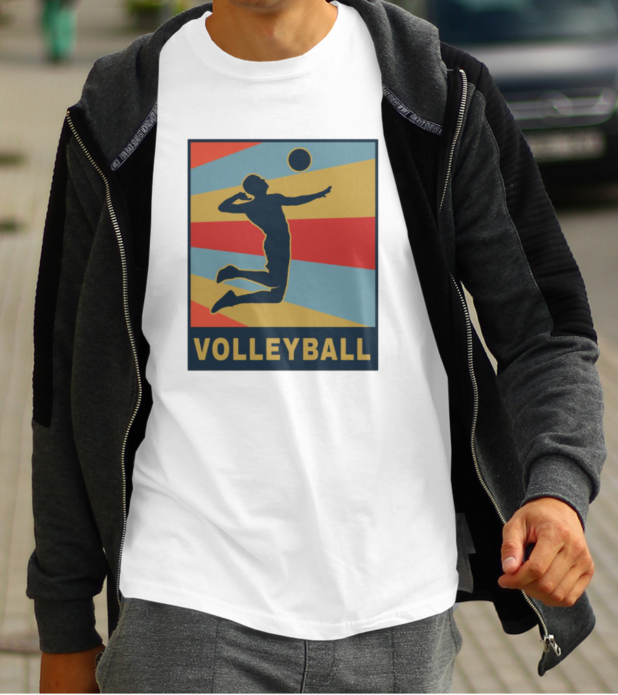Volleyball Player Silhouette Jumping Action Club Team T-Shirt