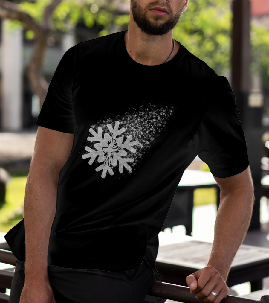 Ballet Dance Silhouette Inside Glittering Snowflake Burst T-Shirt