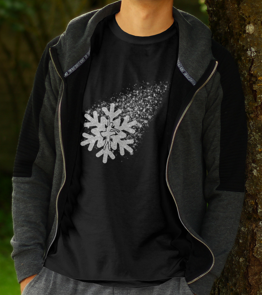 Ballet Dance Silhouette Inside Glittering Snowflake Burst T-Shirt