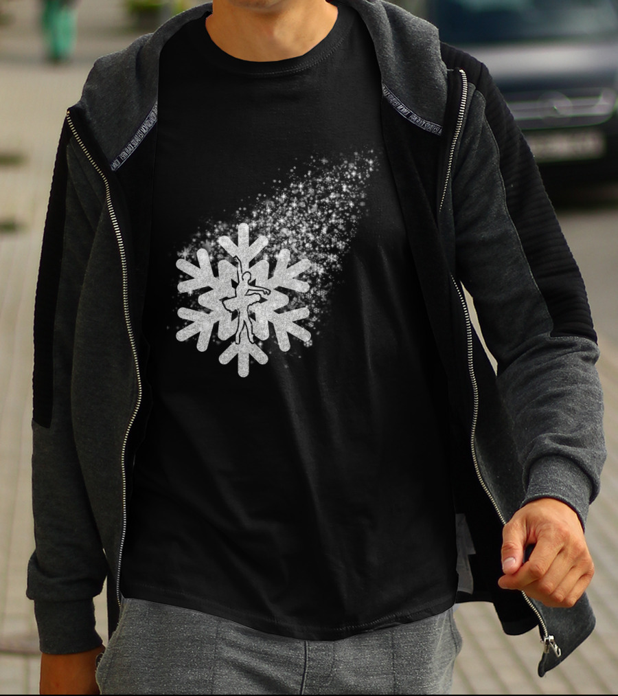 Ballet Dance Silhouette Inside Glittering Snowflake Burst T-Shirt