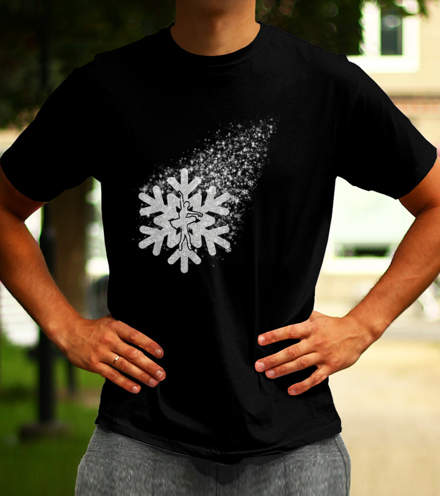 Ballet Dance Silhouette Inside Glittering Snowflake Burst T-Shirt