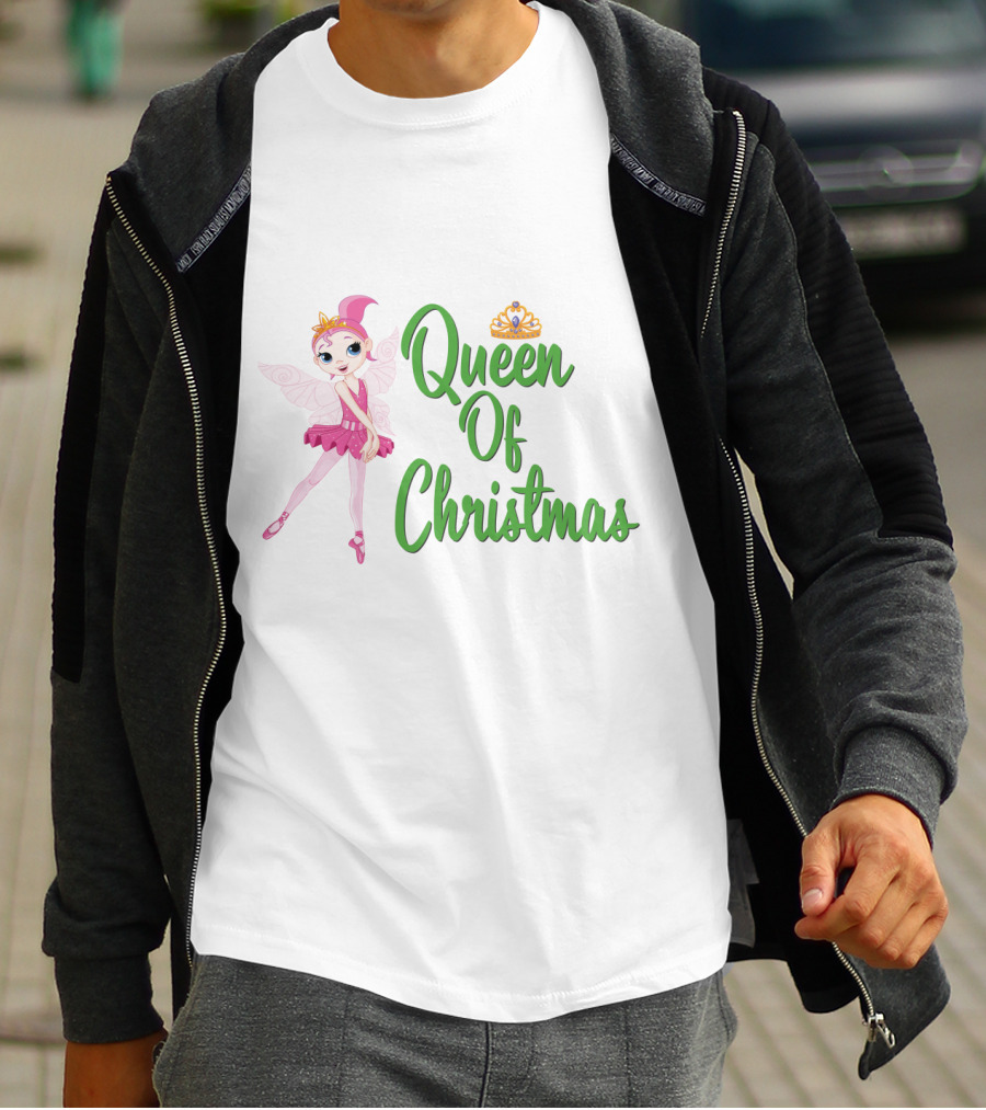 Queen Of Christmas Ballet Fairy With Pink Tutu And Crown T-Shirt