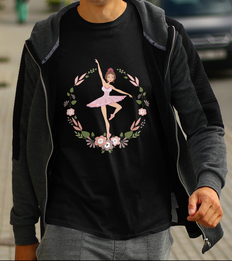 Ballerina Cute Ballet Dancer Flower Wreath Elegance T-Shirt