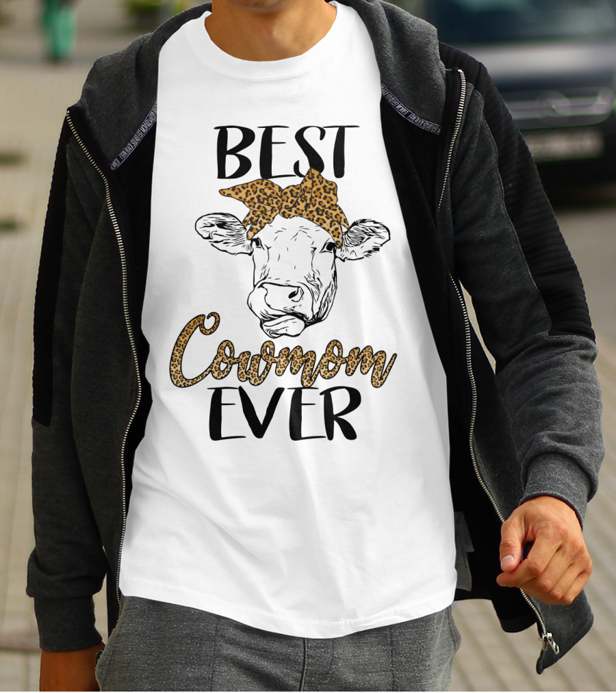 Best Cowmom Ever Leopard Bandana Cow T-Shirt
