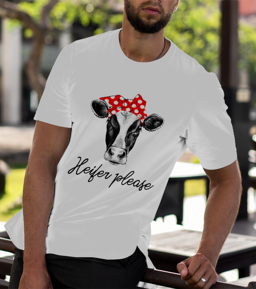 Heifer Please Cow With Red Polka Dot Bandana T-Shirt