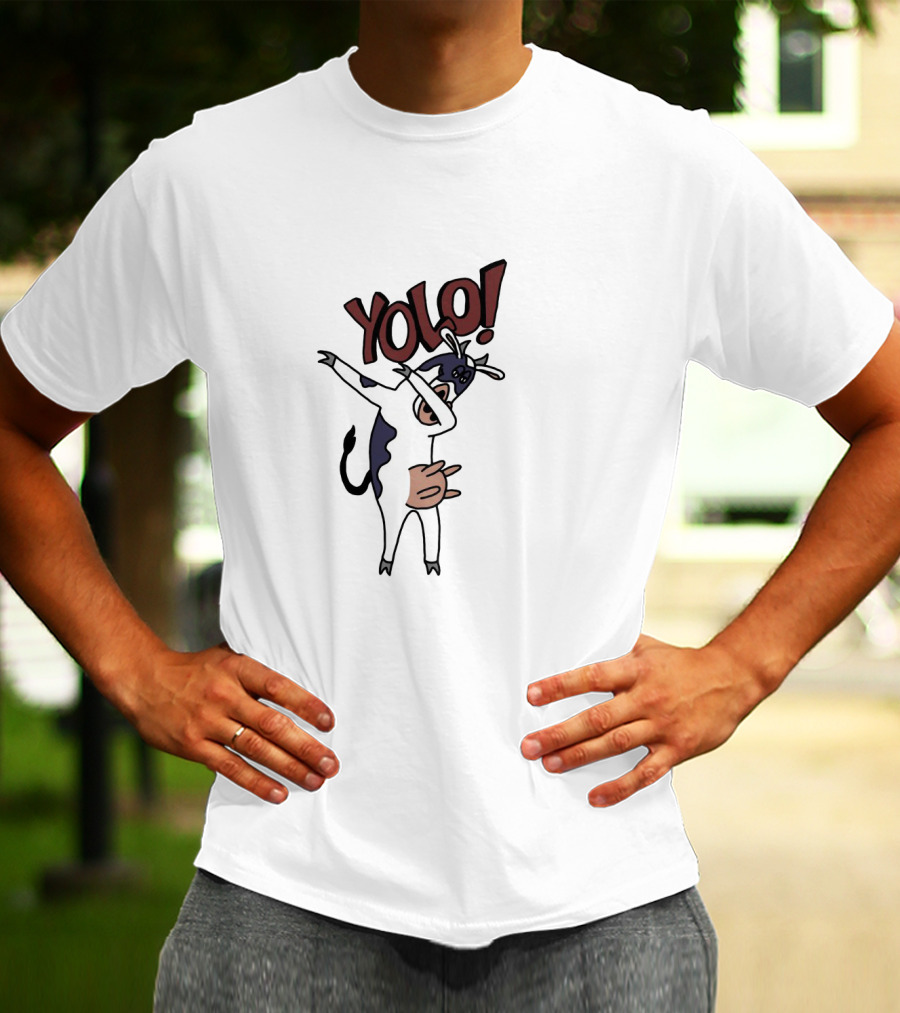YOLO Dab Cow Cartoon With Fun Pose And Text T-Shirt