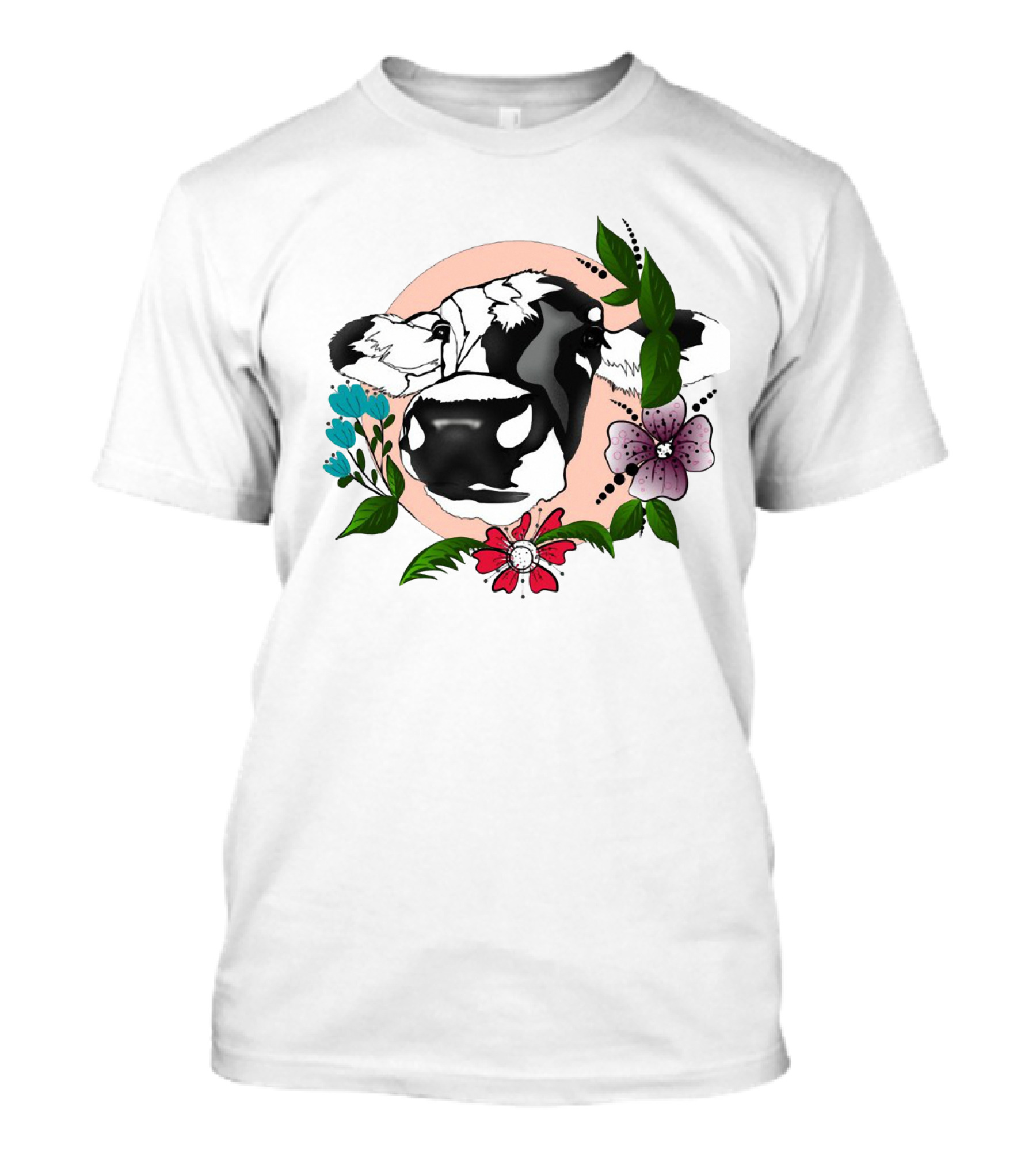 Cows Make Me Happy Humans Make My Head Hurt Floral Cow T-Shirt