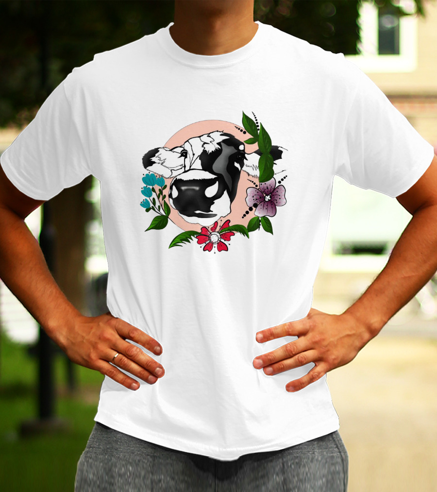 Cows Make Me Happy Humans Make My Head Hurt Floral Cow T-Shirt