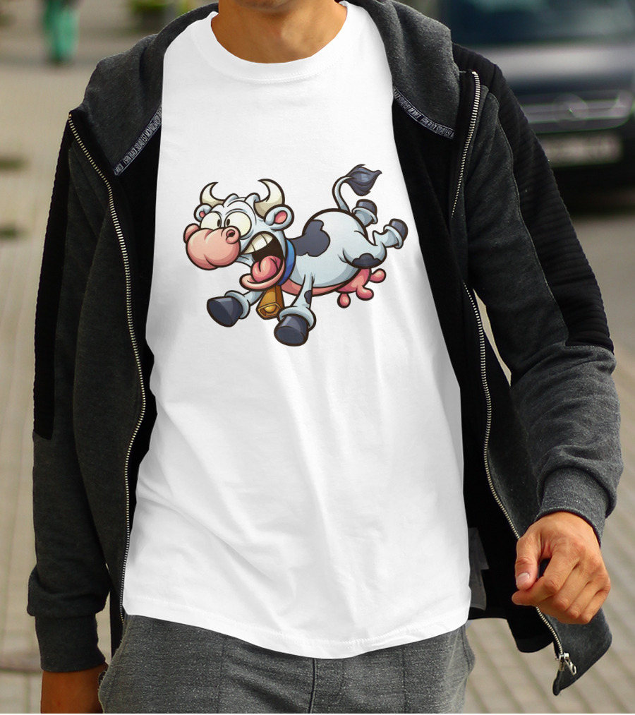 Crazy Cartoon Cow Hilarious Comedy Expression T-Shirt