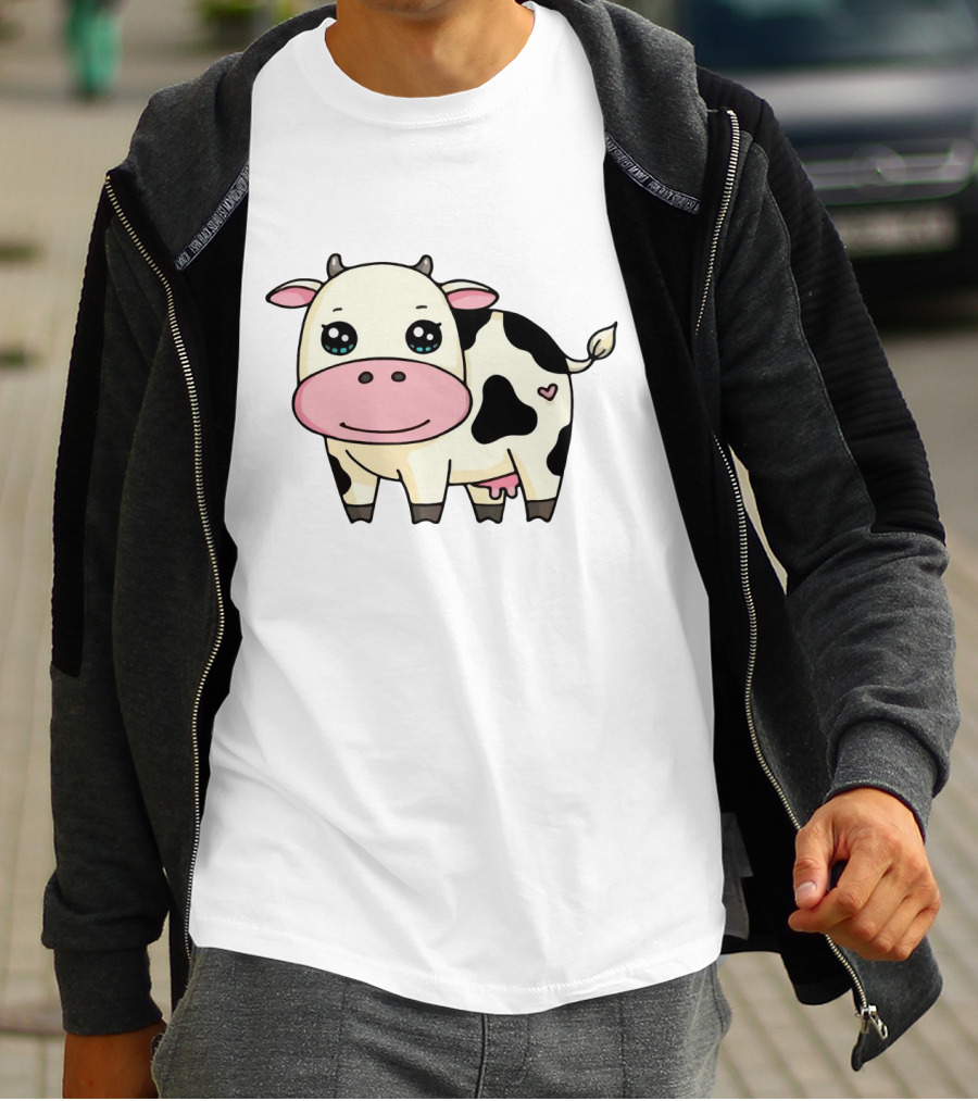 Chibi Dairy Cow With Heart Spot T-Shirt