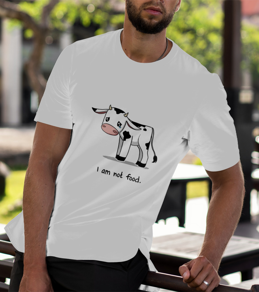 Cute Cartoon Cow I Am Not Food Funny T-Shirt
