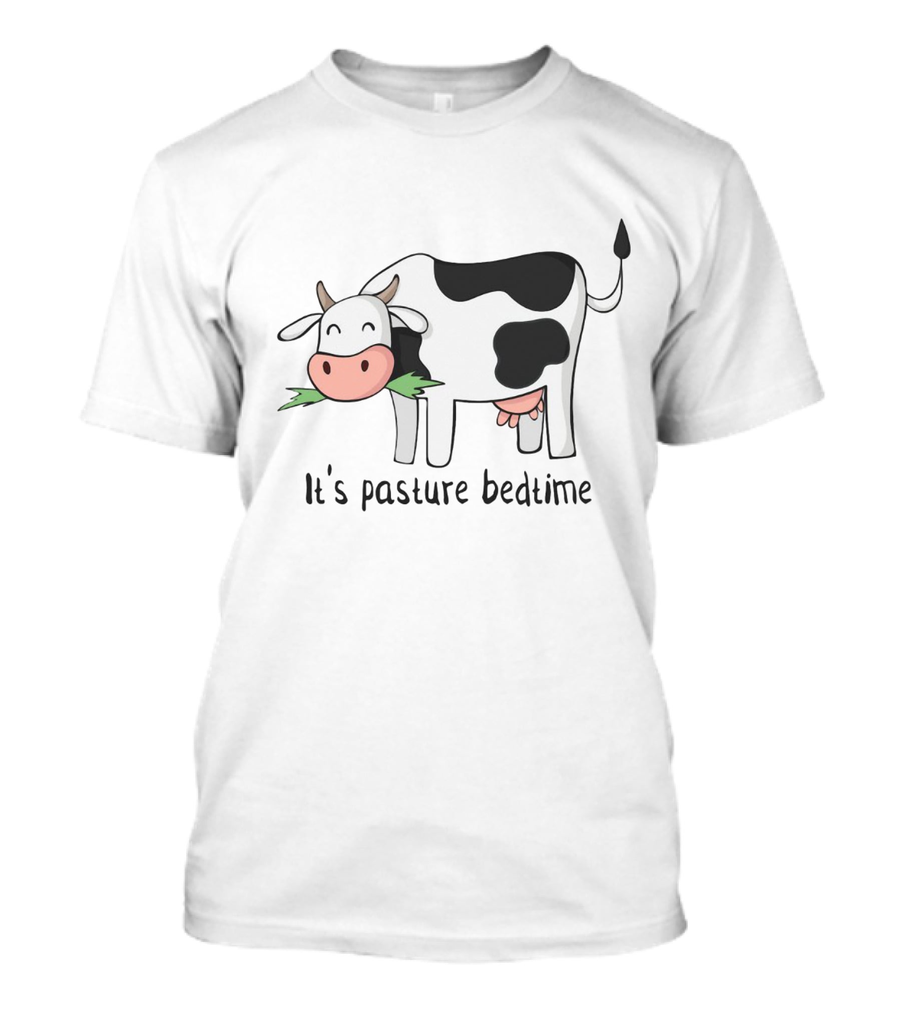 Humorous Cartoon Cow It's Pasture Bedtime T-Shirt