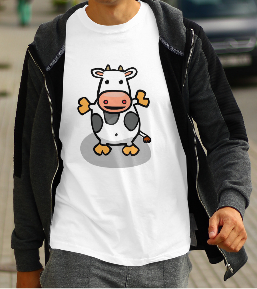 Spotty Cartoon Cow Adorable Playful Character T-Shirt